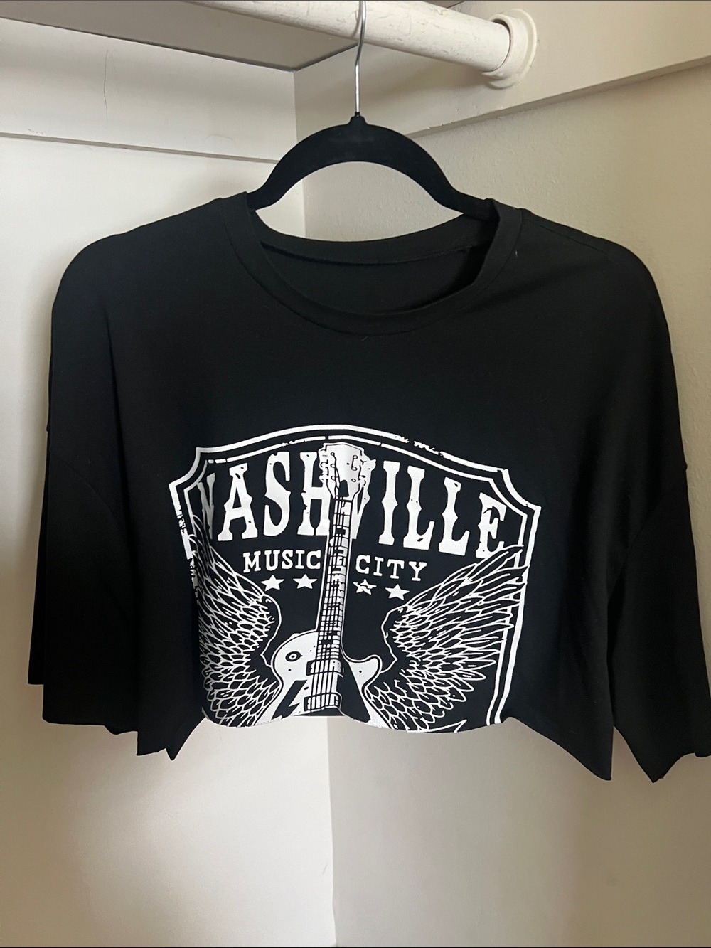 SHEIN Black Nashville Music City Graphic Crop Top